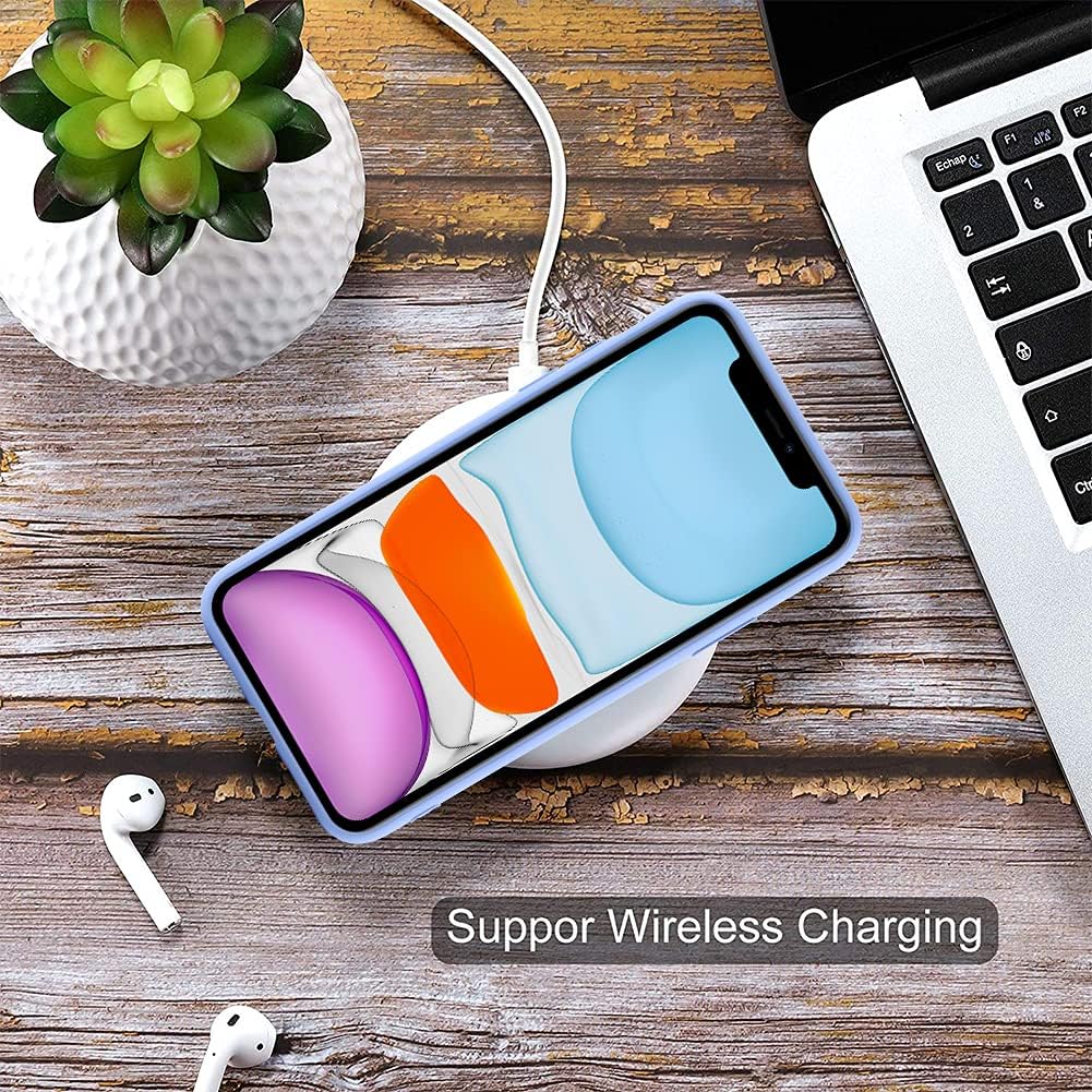 MZELQ Compatible with iPhone 11 Case TPU Card Holder Wallet Cover,Camera Protection + Screen Protector Soft Card Slot Phone Case -Purple