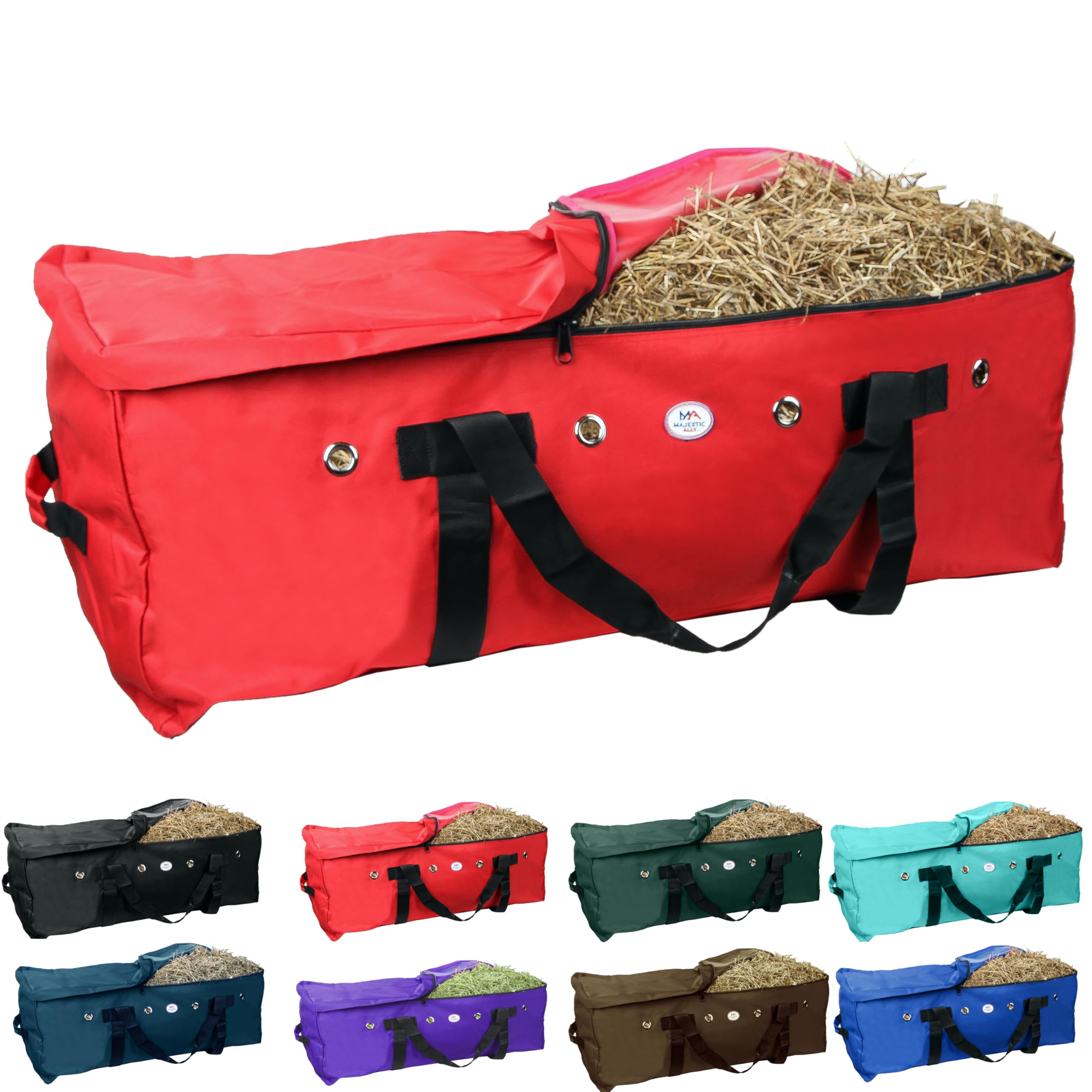 Sac pour balles de foin Majestic Ally en nylon 1200 D idéal lors des trajets en van équestre