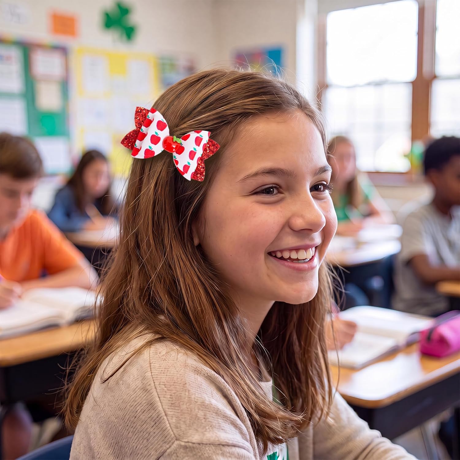 Back to School Bows Apple Hair Clips Fist Day of School Hair Accessories image 5