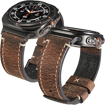 Gitalian leather Band Compatible with Samsung Galaxy Watch Ultra Band 47mm 2024/2025 , Soft Retro Oil wax Genuine Leather Watch Strap Accessories for Samsung Watch Ultra strap for Men and Women Coffee