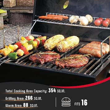 Feasto Portable Tabletop Charcoal Grill, 354 sq.in Cooking Area | with Cast Iron Grates & Temp Gauge, Small BBQ Grill for Camping, Picnic, RV, Outdoor Patio, Grey
