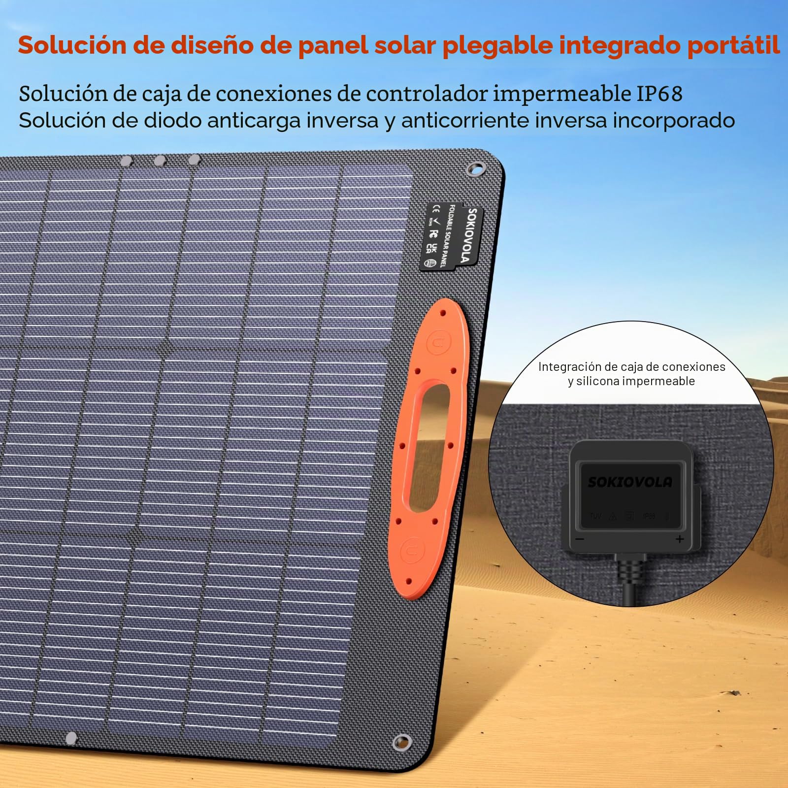 SOKIOVOLA N-Type 16BB 200W Panel solar portátil para EF/Jackery/Bluetti/Anker, panel solar plegable de 20 V, 25% de alta eficiencia, IP68, impermeable, para viajes al aire libre, caravana, camping