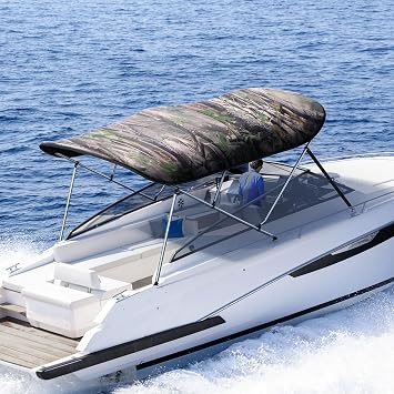 KING BIRD 3-4 Bow Bimini Boat Top Cover Sun Shade Boat Canopy Waterproof 1 Inch Stainless Aluminum Frame 46" Height with Rear Support Poles and Storage Boot 6 Colors -11 Sizes