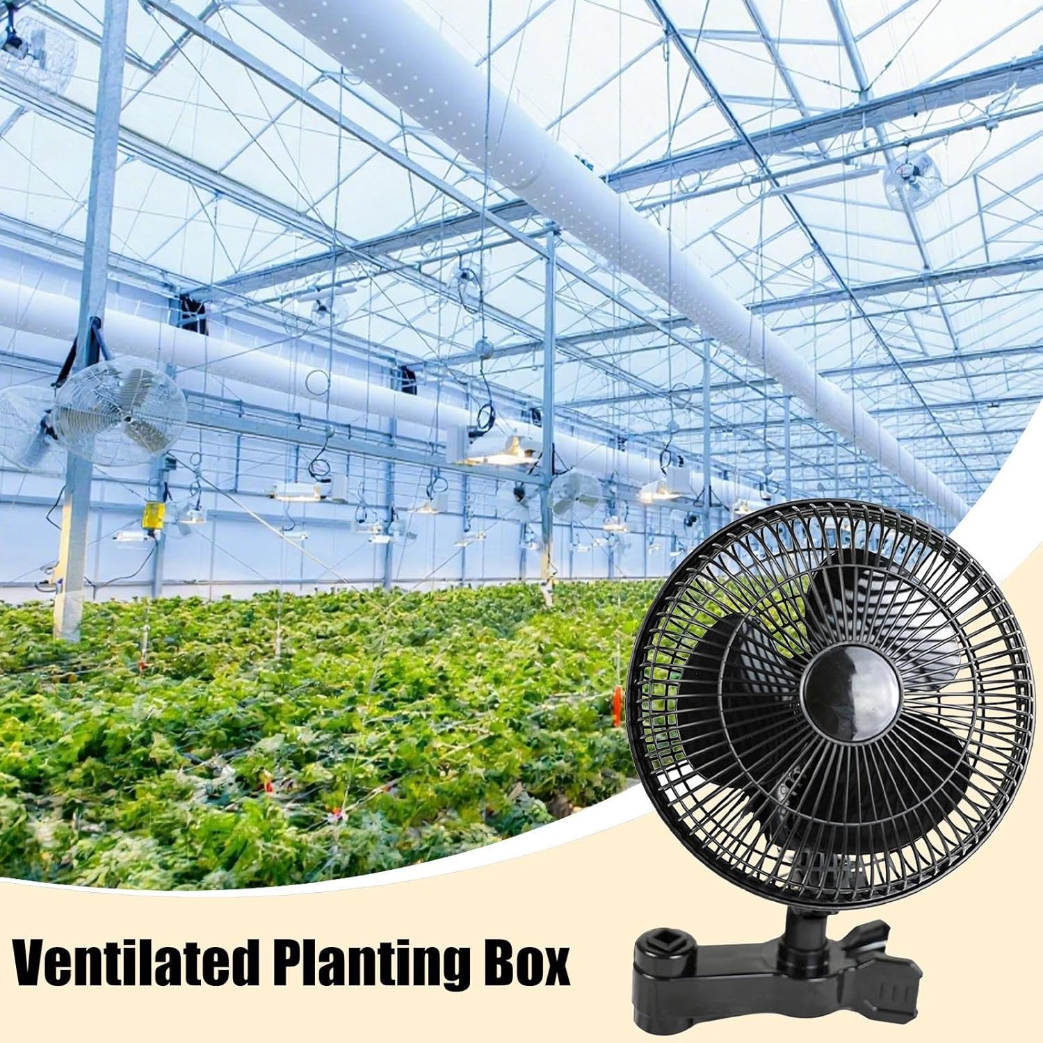 Grow Tent Fan, Rotating Greenhouse Ventilator, 2-Speed Fan for Camping, Workshop, Bedroom, Kitchen, RV & Nursery