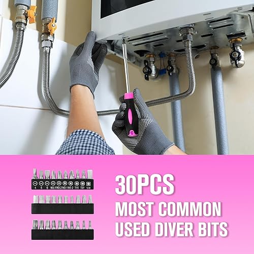 Miniatura 4 de SOLUDE Juego de herramientas rosadas, kit de herramientas para el hogar de 206 piezas para mujeres, niñas, damas, kits de herramientas básicas para