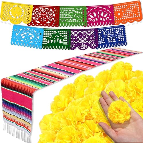 Funtery 50 cabezas de flores de caléndula a granel, decoración del día de los muertos, decoración de altar de ofendas, día de muertos, 9 piezas de
