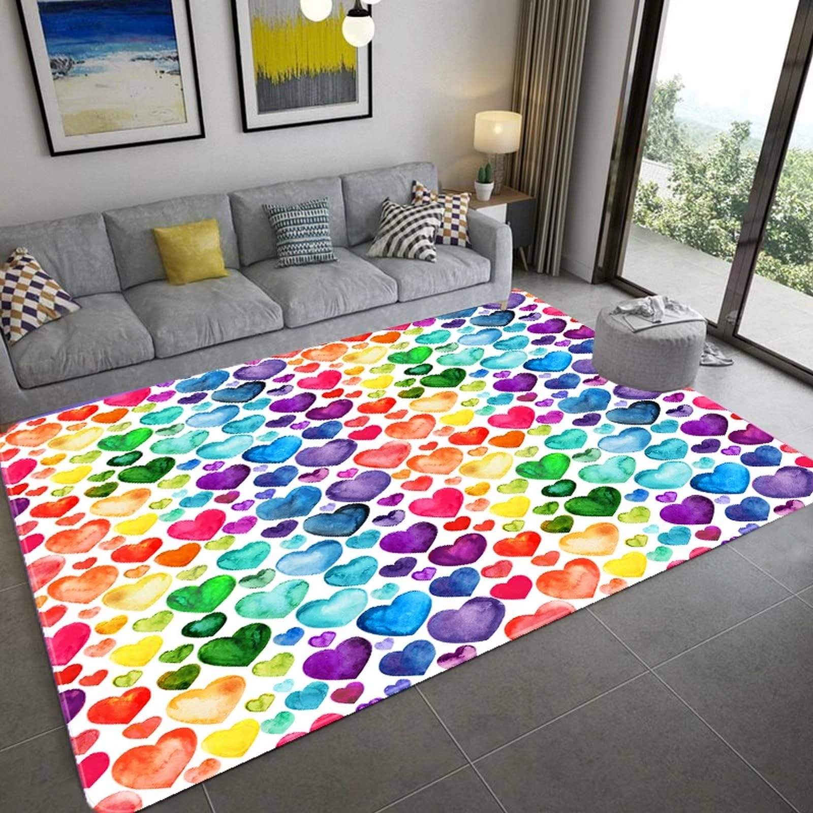 Tapis antidérapant nettoyage facile résistant aux taches pour grand salon