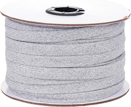 Soft Flat Drawstring Cotton Cords 3/8 Inch, 32.8 Yards, Light Gray