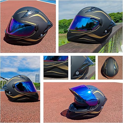 Miniatura 7 de Full Face Motorcycle Helmets for Adult Men Women, DOT Approved Street Bike Racing Helmet Dual Visor Quick Release Buckle, Motorbike ADV Moped Helmet
