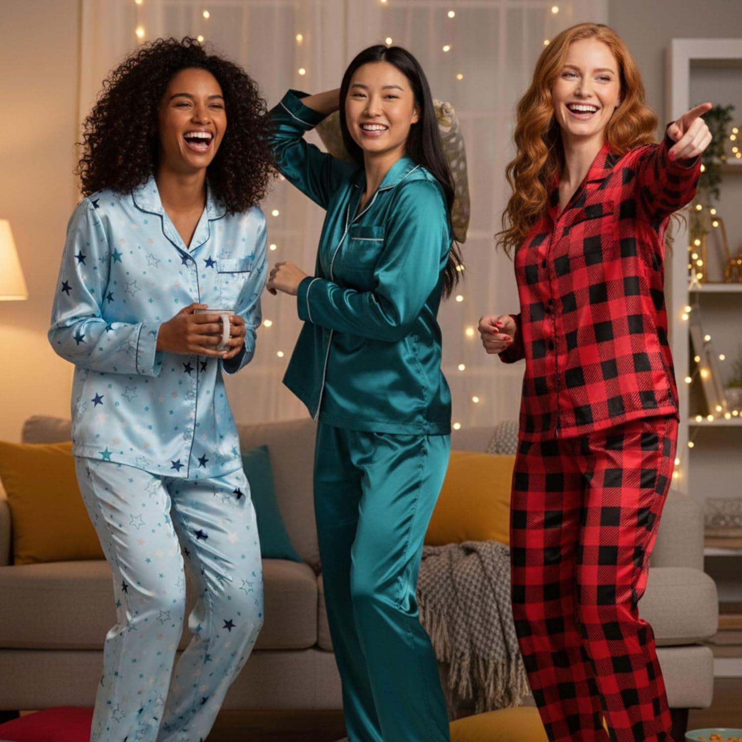 Just Love Satin Pajama Set for Women – Long Sleeve Button Down Womens Pajama Sets – Soft Loungewear & Sleepwear Sizes (S-3X) - Image 5
