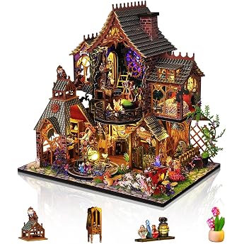 Miniature House Construction Kit Creative DIY Wooden Dollhouse Wooden Puzzle for Adults & Teenagers Ideal Birthday Magic House