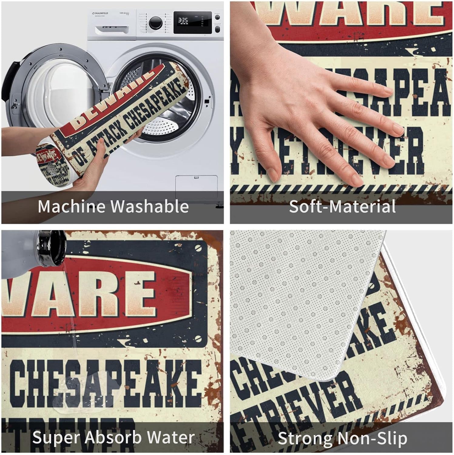 Large Outdoor Door Mat Beware of Attack Chesapeake Bay Retriever Doormat Small Outdoor Rug Front Door Rugs Indoor(50X80CM)