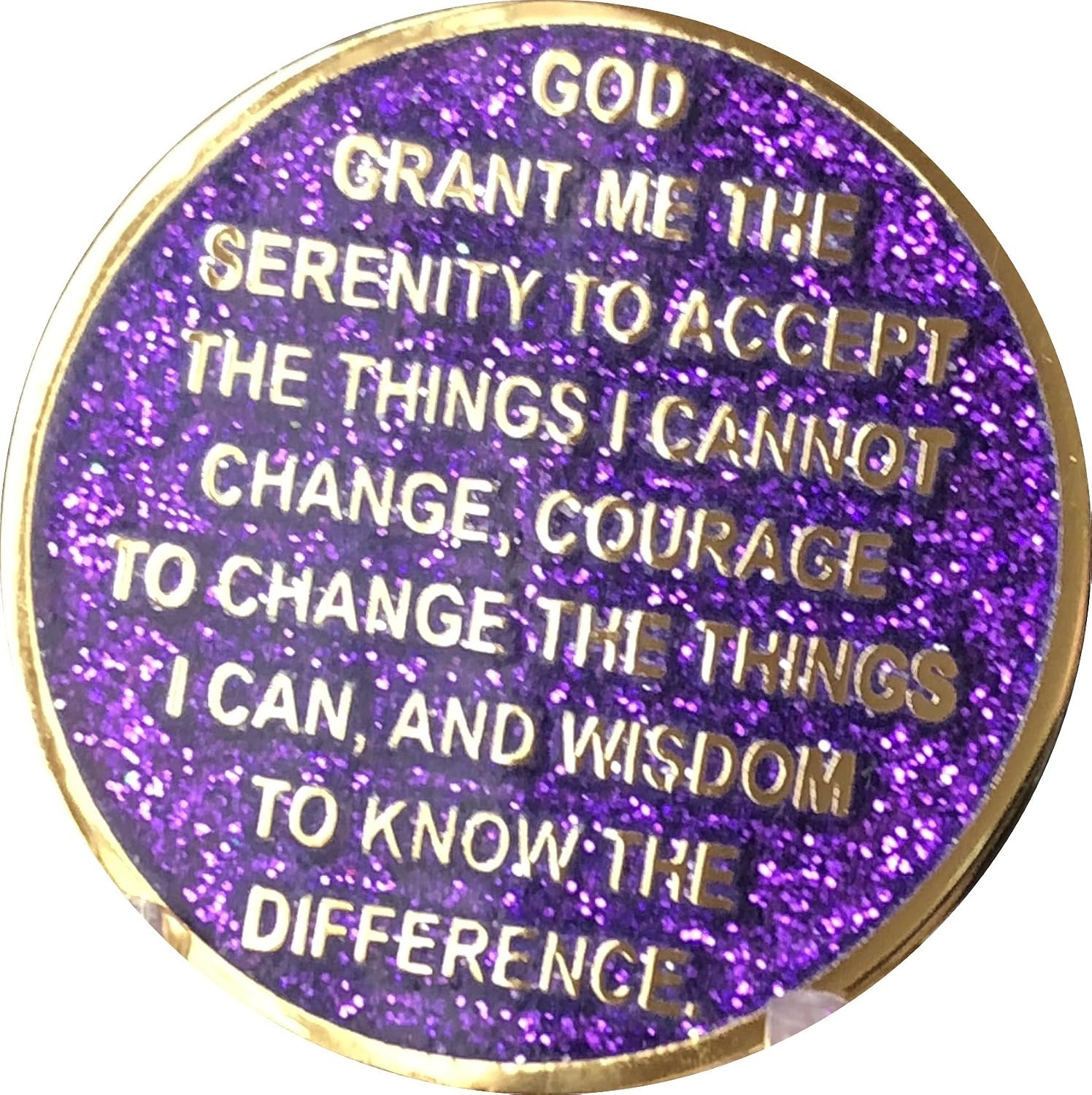 1 Year Elegant Glitter Purple Gold Silver Bi-Plated AA Medallion Chip