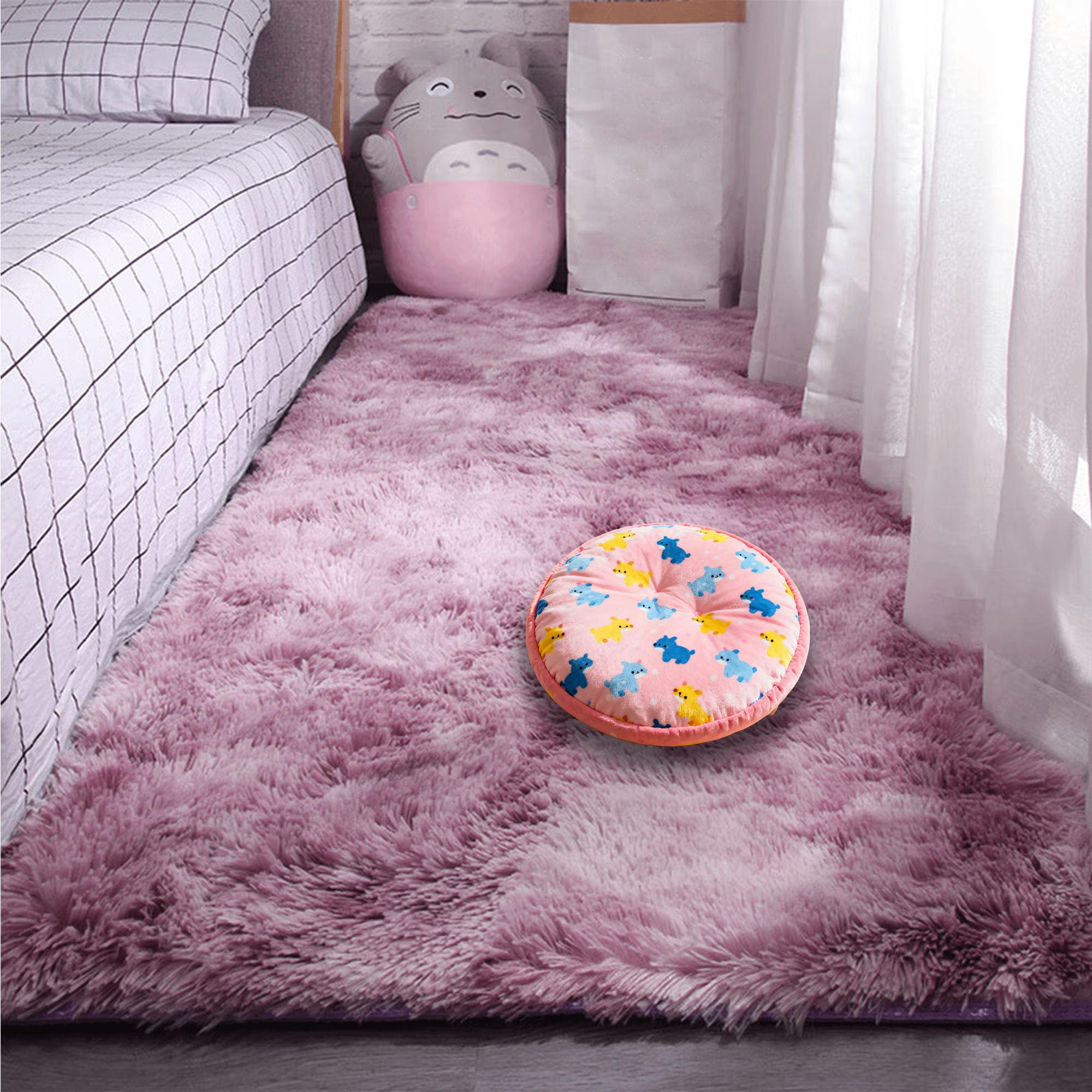 Grand tapis salon 150x300 cm rose pourpre moelleux et moderne