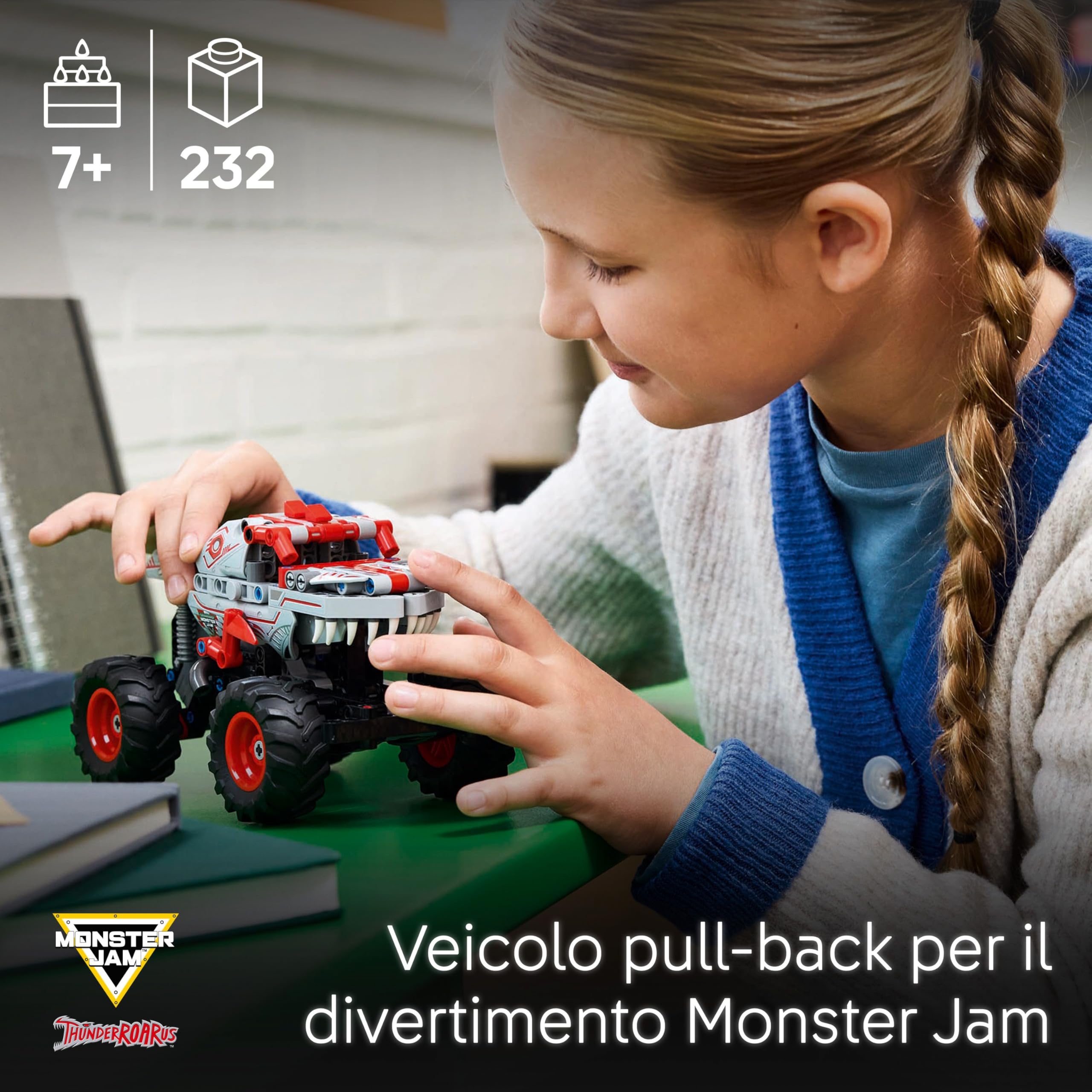LEGO Technic Monster Jam ThunderROARus Pull-Back Truck Toy - Vehicle Building Set for 7+ Year Old Boys & Girls Who Love Creative Play - Gift Idea 42200