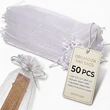 Homoyoyo 50pcs Sheer Organza Fan Bags Organza Hand Fan Bags 2x10In Sheer Drawstring Pouches for Wedding Favors for Party Folding Hand Bridal Shower Party Supplies for Jewelry Candy Wrapping Storage
