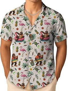 Hawaiian Shirt for Men, Wrinkle Free Lightweight Summer Tropical Floral Button Down Short Sleeve Aloha Shirts