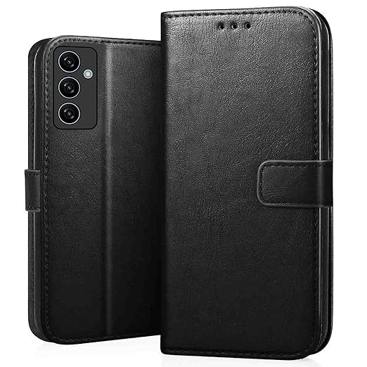 CEDO Flip Cover for Samsung Galaxy M35 (5G) Leather Finish Inside Pockets & Inbuilt Stand Shockproof Wallet Style Magnetic Closure Back Case Flipcover (Black)