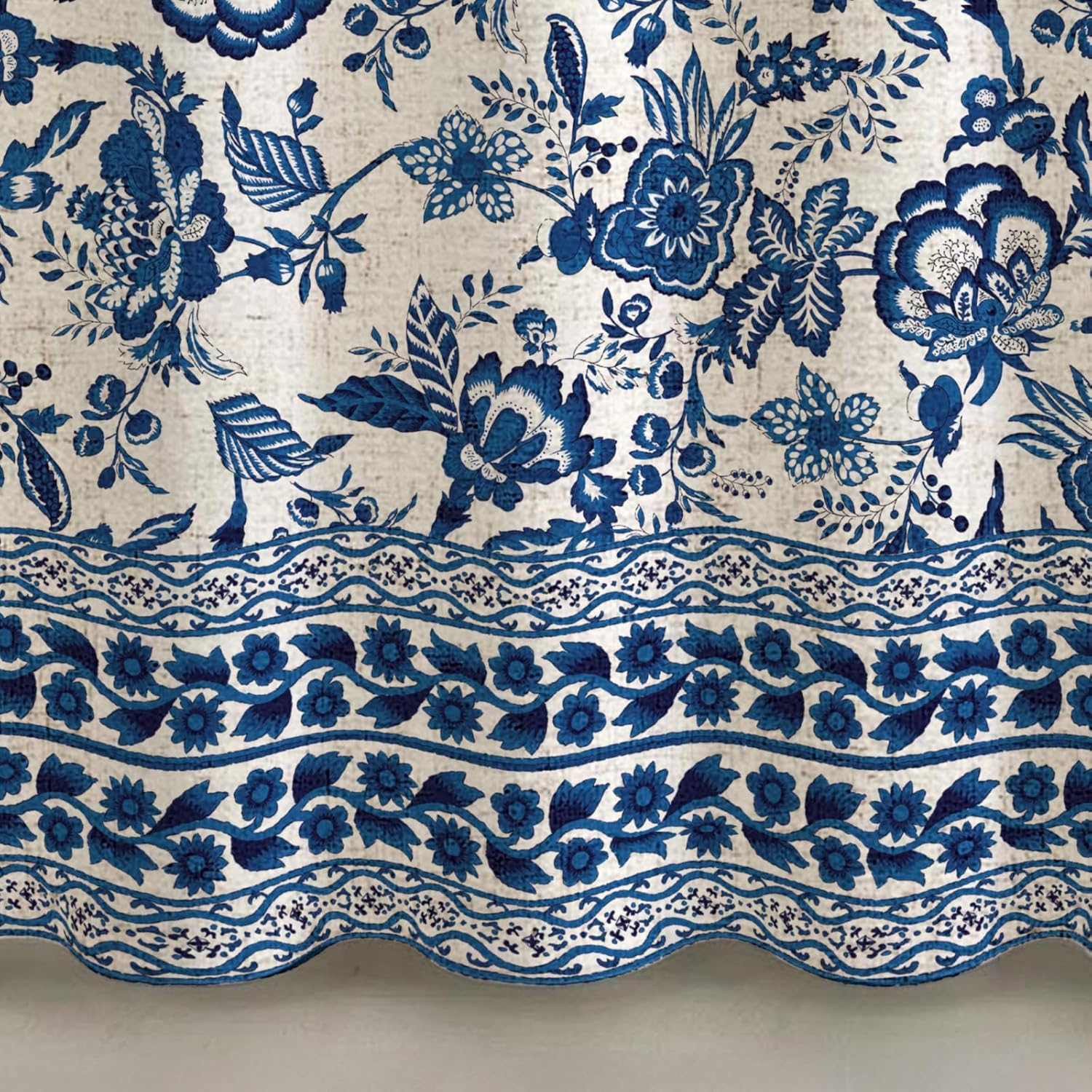 Navy Blue Fabric Shower Curtain,Modern Abstract Geometric Floral Shower Curtain for Bathroom,72" W X 72" L