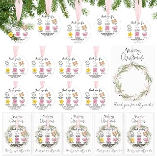 Kathfly 12 Sets Nurse Christmas Ornaments Nurse Appreciation Gifts Bulk Acrylic Christmas Tree Ornaments with Ribbon Inspirational Cards Thank You Gifts for Nurses Practitioner Medical Assistant