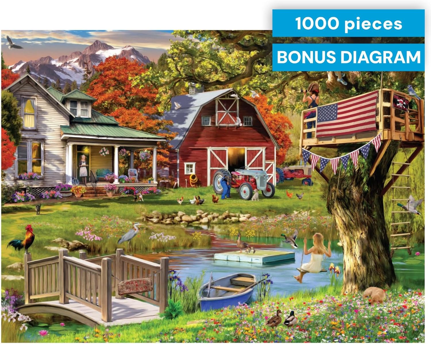 Buffalo Games - Country Clubhouse by Gary Walton 1000 Piece Jigsaw Puzzle for Adults with Full Color Poster