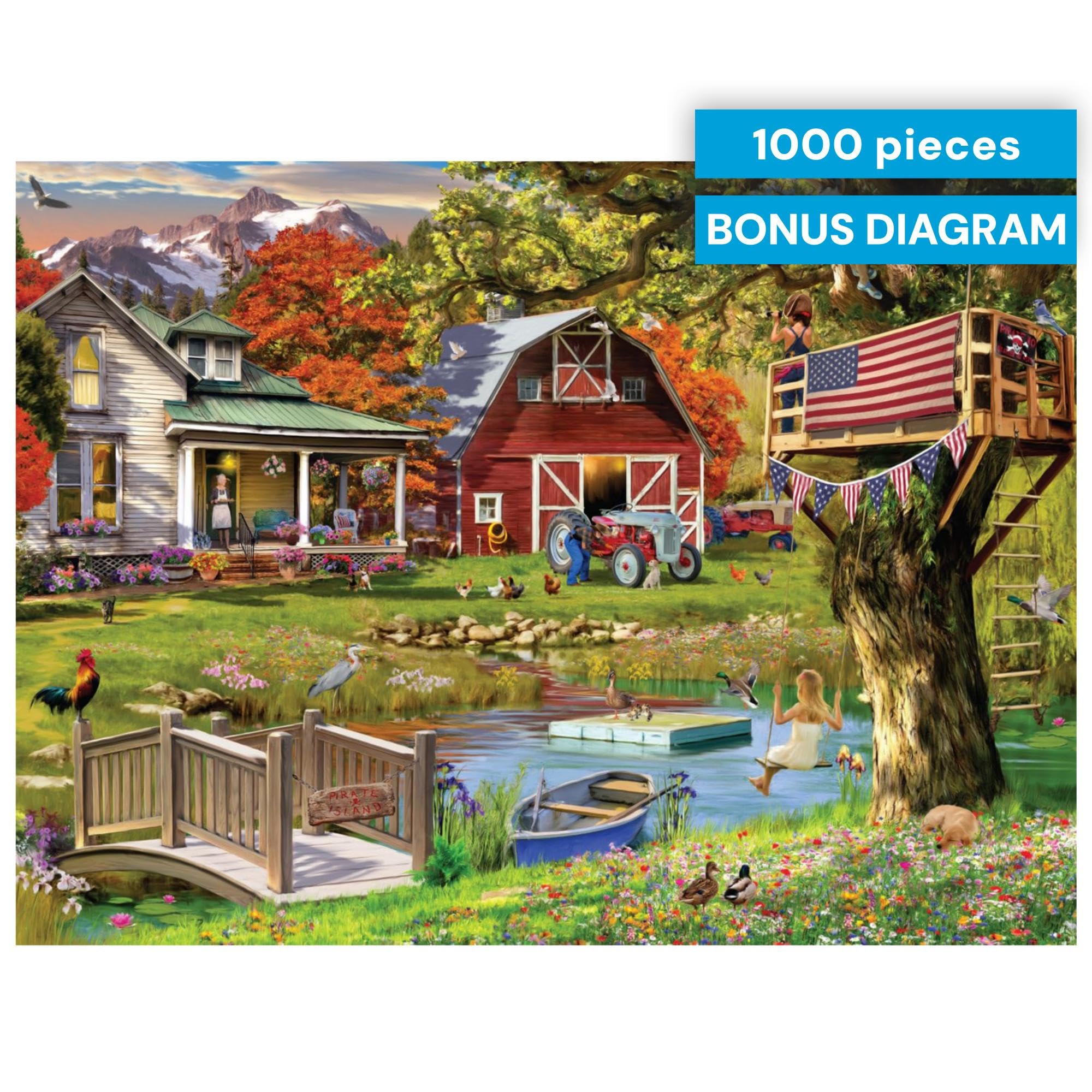 Buffalo Games - Country Life - Country Clubhouse - 1000 Piece Jigsaw Puzzle for Adults Challenging Puzzle Perfect for Game Nights - Finished Size 26.75 x 19.75