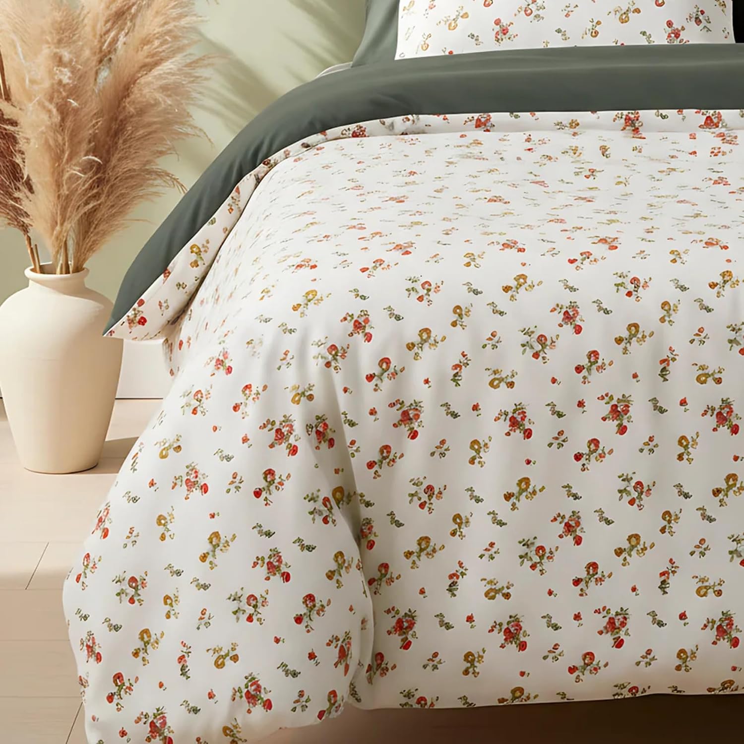 Cotton Duvet Cover Set for Full, Queen & King Beds | 3 Piece Bedding Set with Duvet Cover and Pillowcases, Soft Breathable Bed Linen for Adults & Couples (Lina, 63.0 × 84.6 inch)