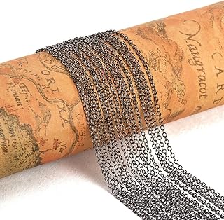 PH PandaHall 5 Yard Brass Cable Chain 1.5mm Wide Twisted Curb Link Chain Jewelry Findings for Bracelets Necklaces Jewelry DIY Crafts Making Chain, Gunmetal