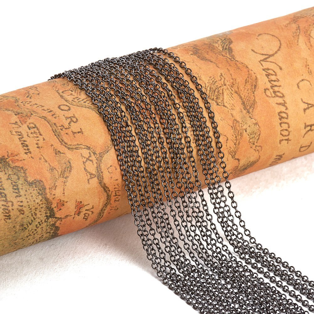 PH PandaHall Elite 5 Yard Brass Cable Chain Twisted Cross Necklaces For Jewelry Making Chain Gunmetal Width 1.5mm Gunmetal-5m