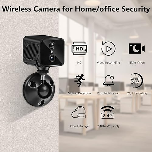 Miniatura 2 de Cámara oculta de seguridad inalámbrica HD 2.4GHz WiFi Cam con batería de 2200mAh 3 meses, alertas de movimiento AI, almacenamiento en la nube,