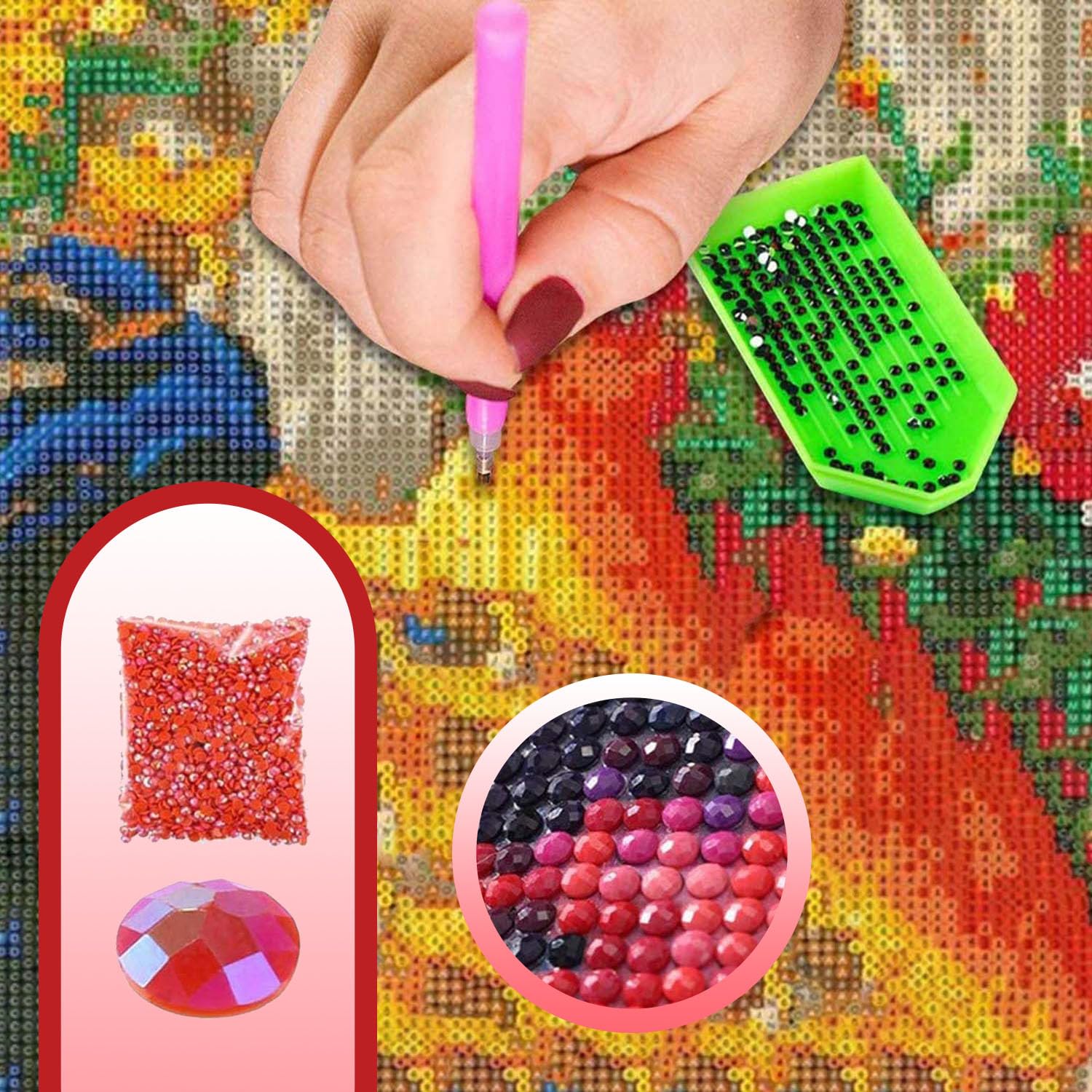 GDYEEH 5D DIY kleurrijke uil Diamond Painting Kits, Full Drill Moon