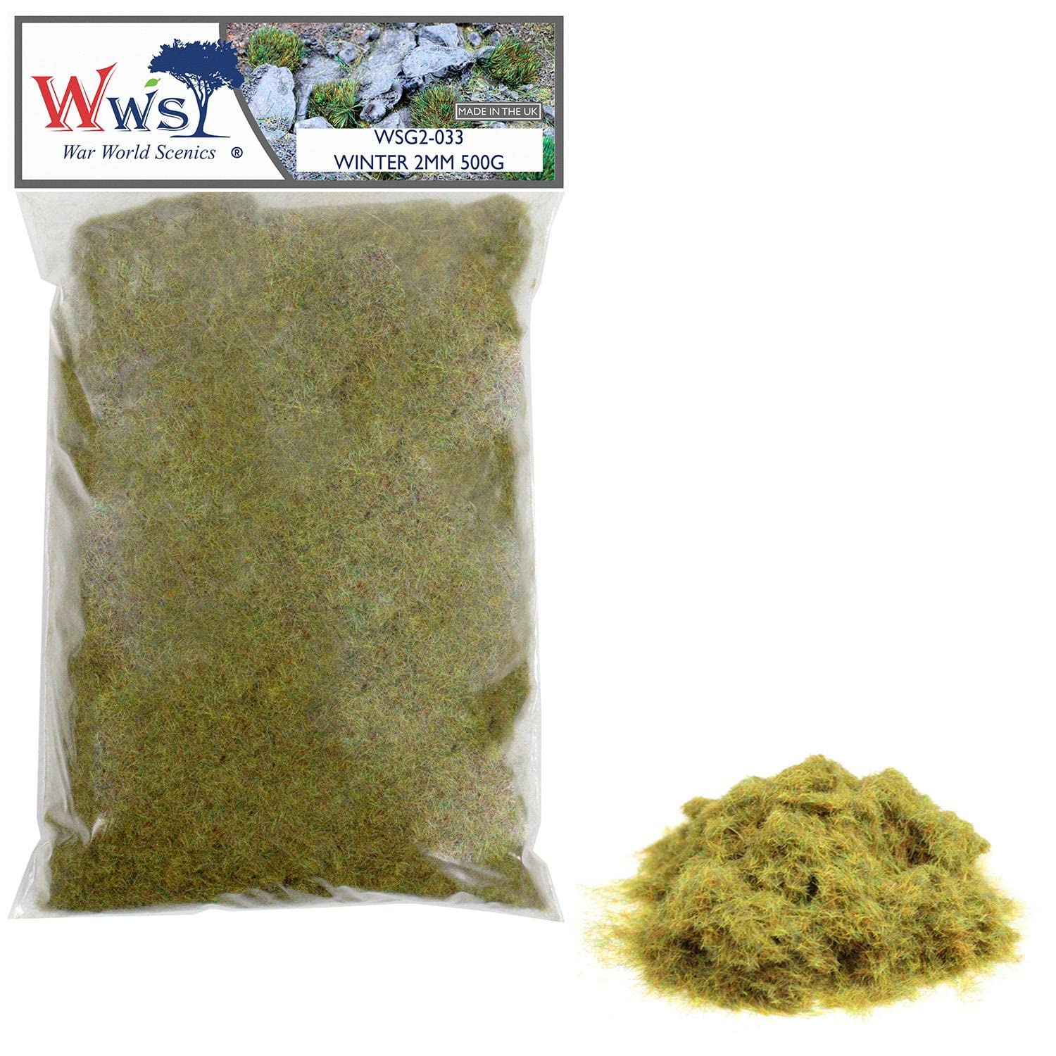 WWS War World Scenics WWScenics | 2mm Winter Statische Grasfasern | 500g | WSG2-033 | Streugras für Modellbahn und Modellbau