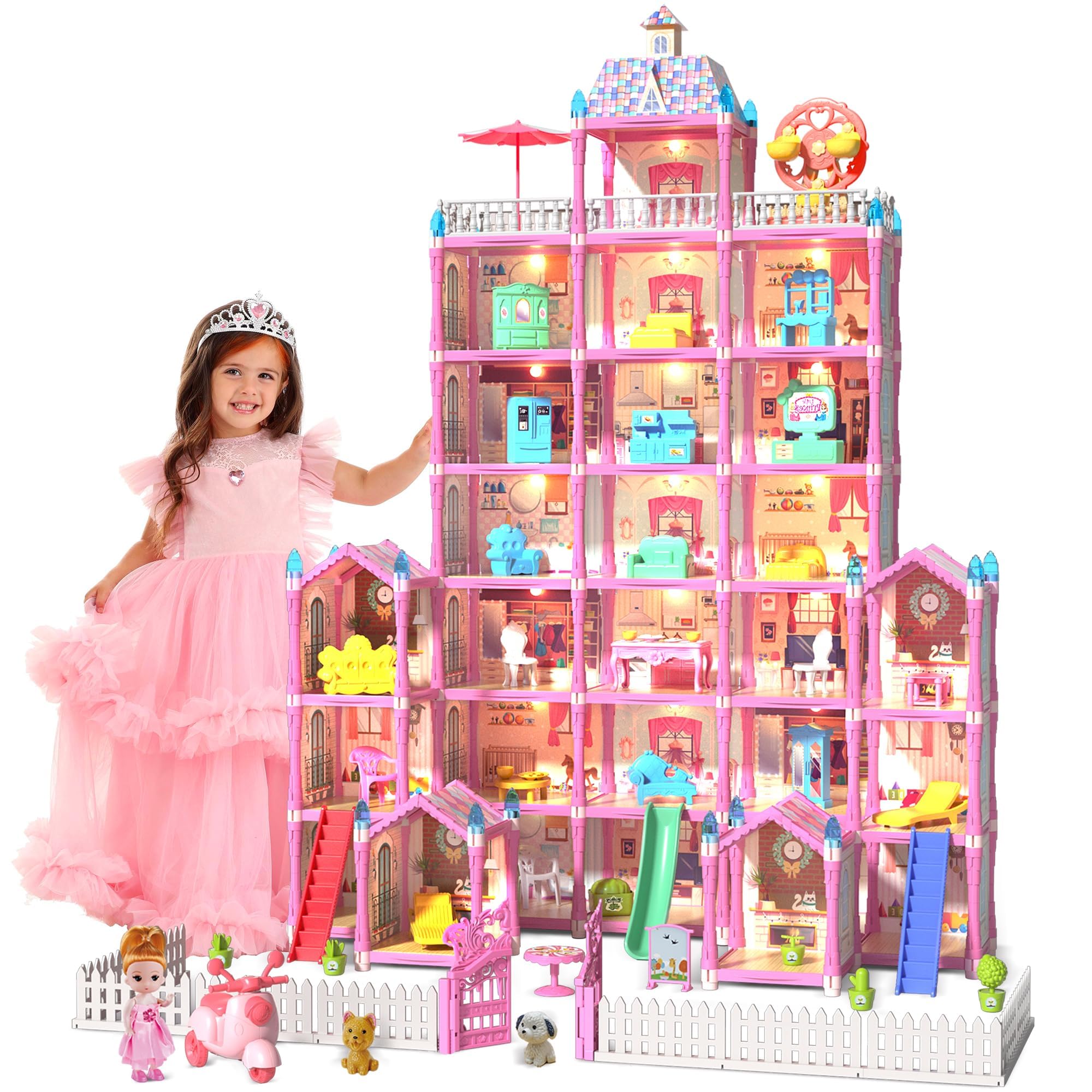 Amazon.com: KLADNDER 7-Story 29 Rooms Huge Doll House for Girls