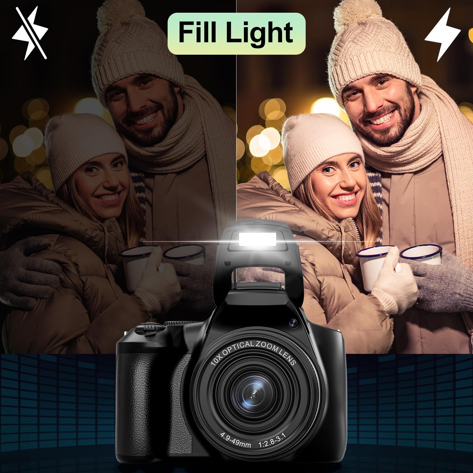 64MP Digital Cameras for Photography, 10X Optical Video Camera, 4X Digital Zoom Vlogging Camera for YouTube with Flash, WiFi & HDMI Output, 32GB SD Card(Black)