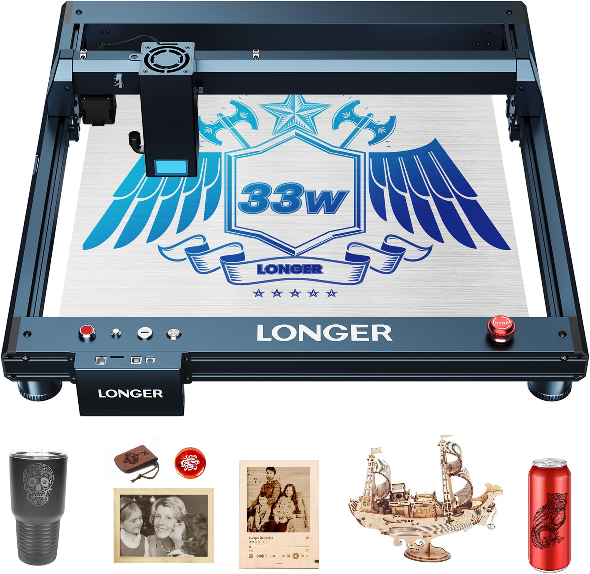 Laser Engraver 30W Laser Engraver Machine with Auto Air Assist, Speed of 36000mm/min Laser Cutting Machine and Engraving Machine for DIY Jewelry, Metal, Wood, Leathe (Working Area 17.72x17.32 inch)