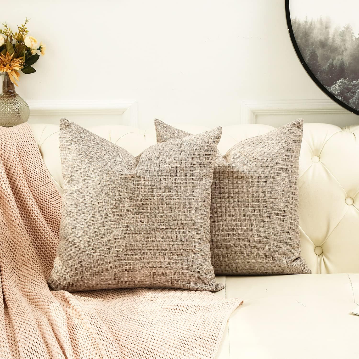 SHANLUO Throw Pillow Covers 22x22 Decorative Pillows for