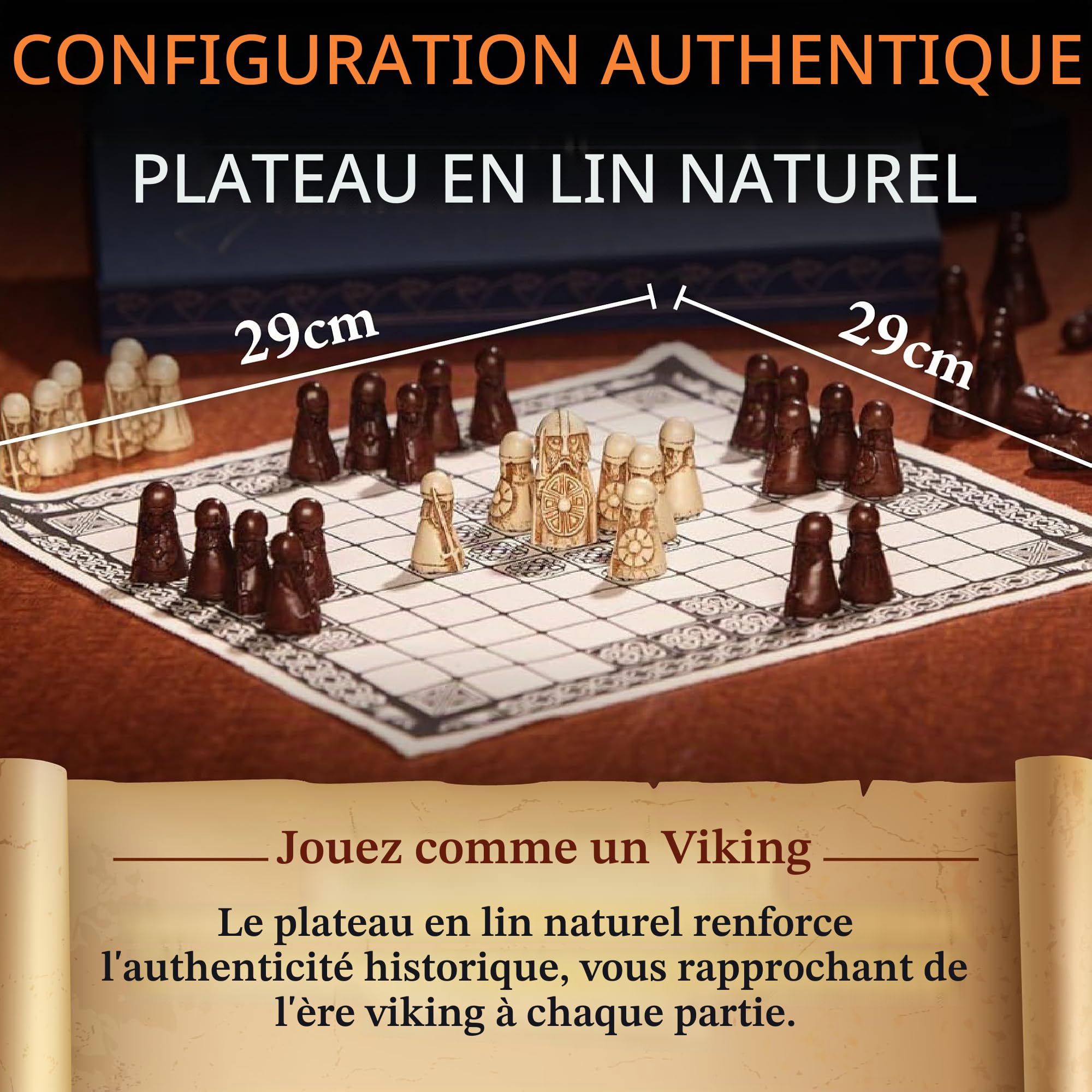 Hnefatafl - Le Jeu Viking - Inclut Une Pochette/pochon en Coton de Conception Unique pour Jouer avec des pions.