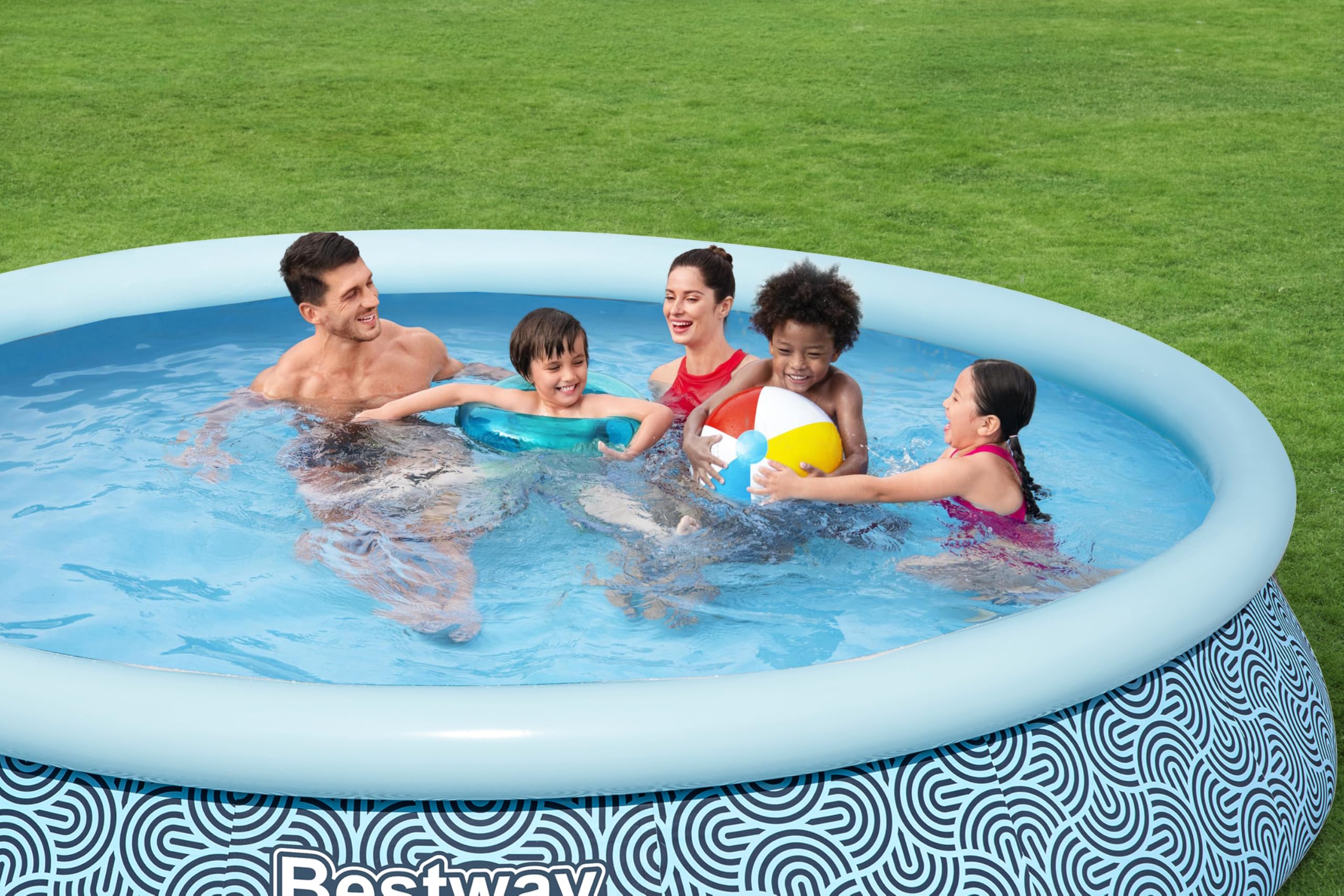 Bestway Piscine Gonflable Ronde Fast Set - 457 cm x 457 cm x 107 cm - Gris