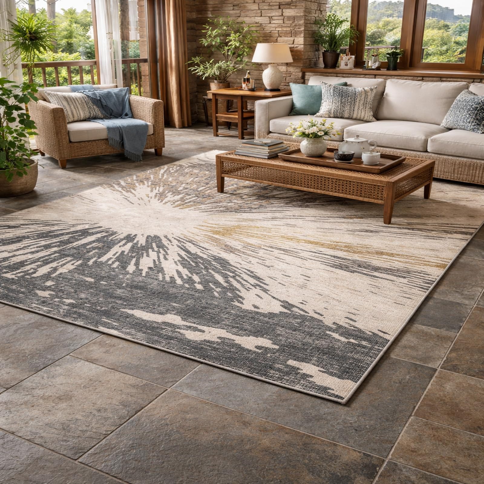 Alfombras extragrandes 200x300 cm Rururug de pelo corto lavable para sala de estar color blanco