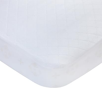 Carters Waterproof Fitted Quilted Crib and Toddler Protective Mattress Pad Cover, White
