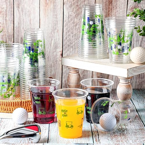 Miniatura 3 de 100 unidades de suministros para fiestas de pelotas de golf Masters a granel, vasos de plástico transparente de 12 onzas, desechables, Let's Par-tee