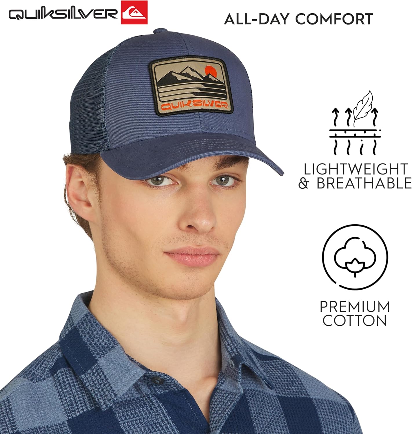 Quiksilver Men's Premium Cotton Adjustable Snap Back Logo Baseball Cap - Image 3