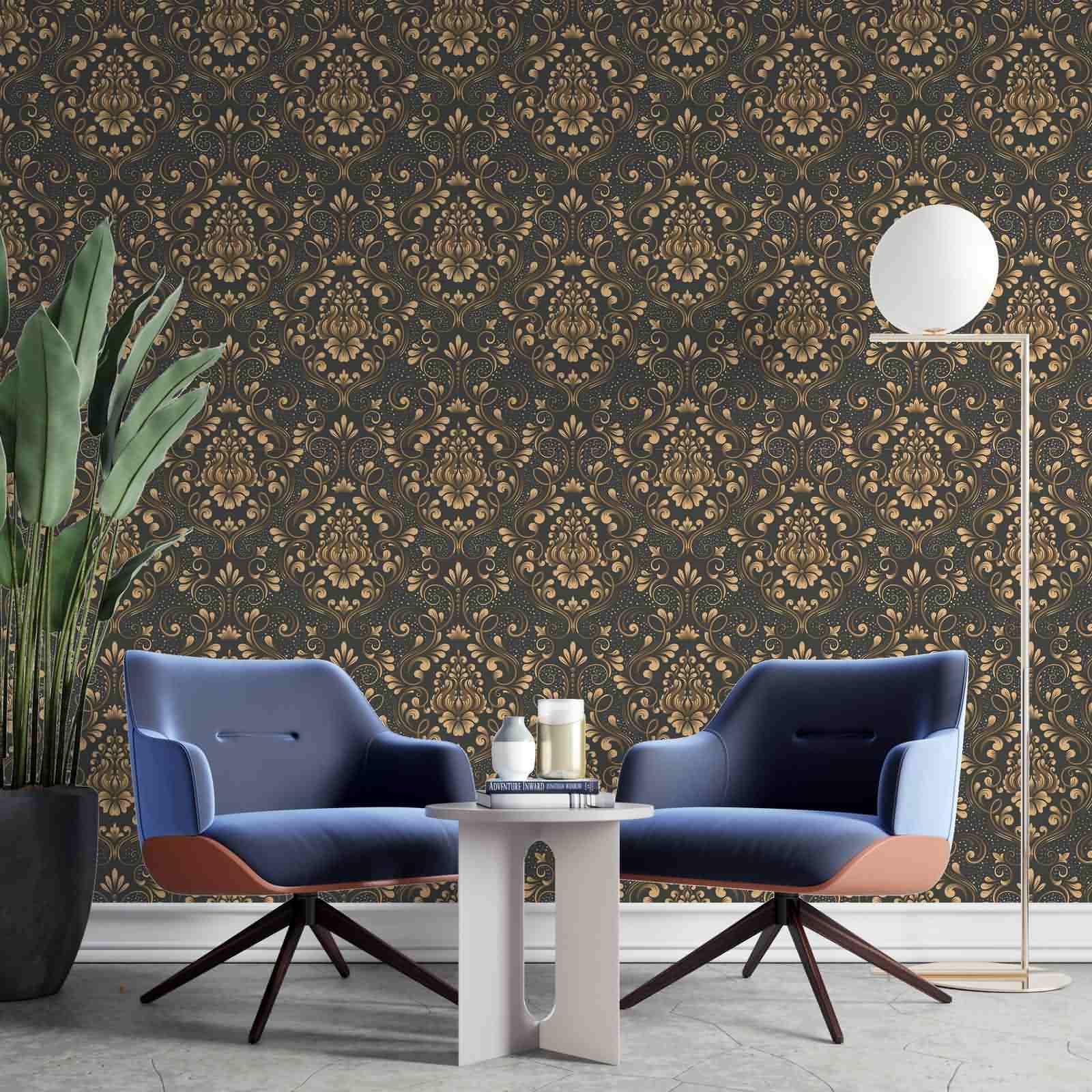 Papel pintado para sala de estar, impermeable, dorado, 45 x 1200 cm