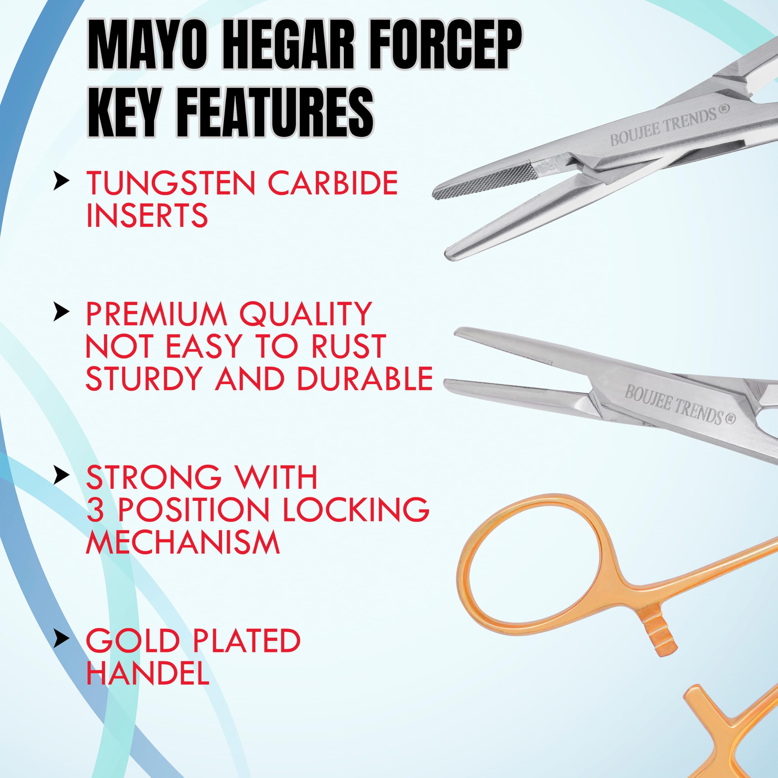 TC Mayo Hegar Needle Holder Tungsten Carbide Inserts,Plasma Coated Needle Driver with Strong Lock, Serrated Jaws for Precise Suturing and Practicing Autoclavable (5 Inches) — Amazon image 3