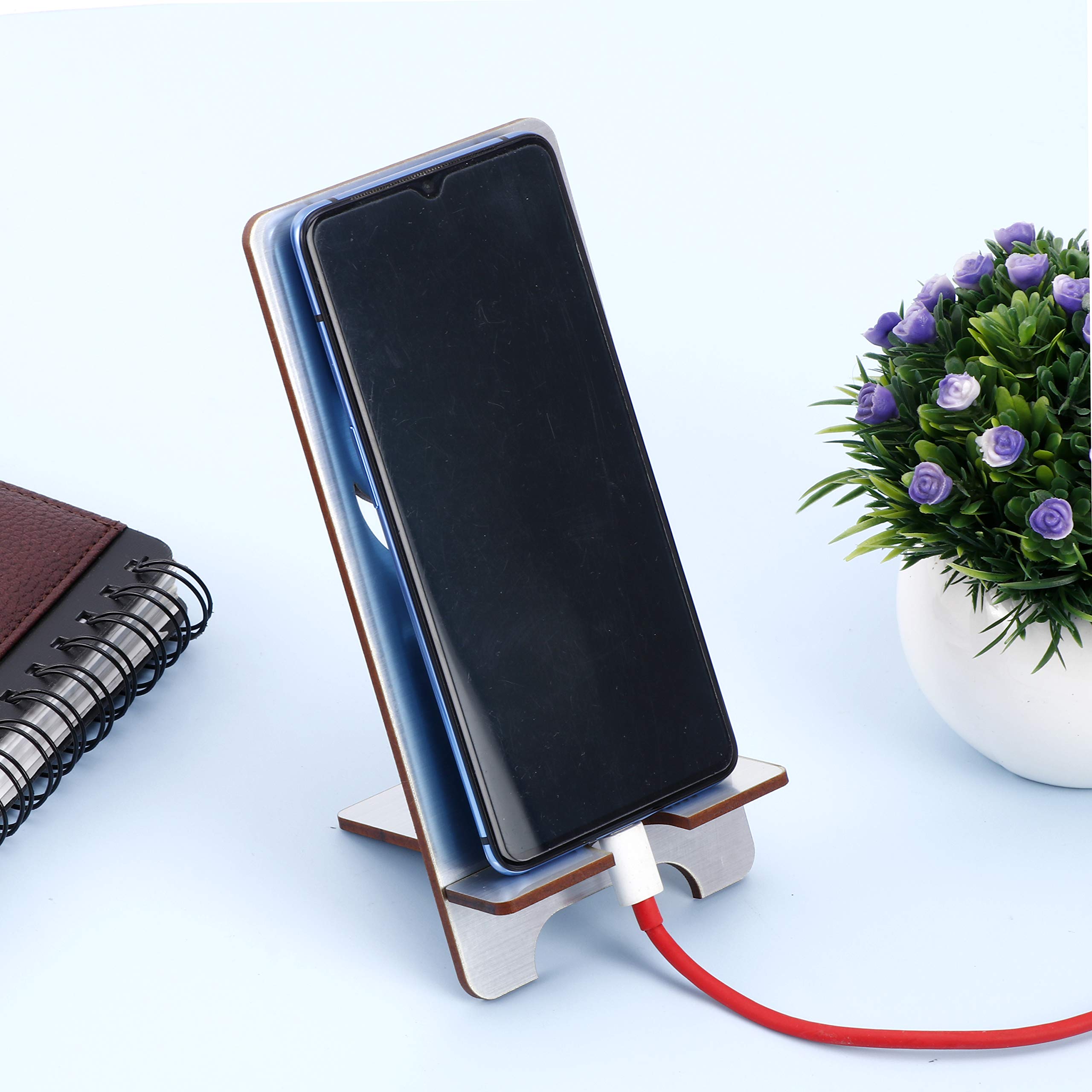 DULI MDF Wooden Lasercut Portable Mobile Stand & Holder (Swan Silver) - Image 2 thumbnail