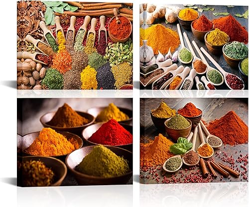 Miniatura 1 de HOMEOART Hierbas y Especias Decoración de Cocina Fotos Comedor Comida Póster Impresión Decoración de Pared 305 x 406 x 4 Paneles