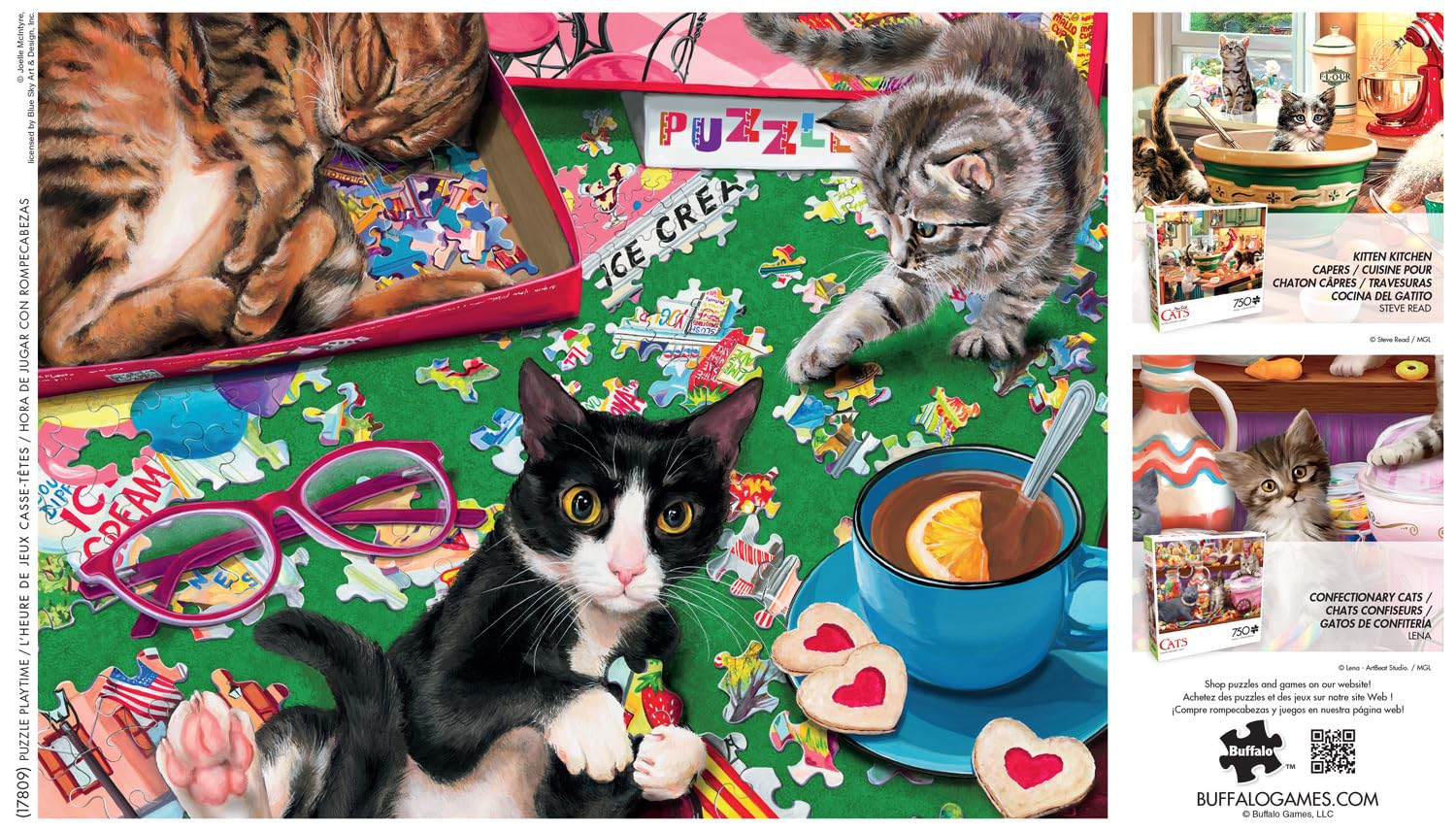 Buffalo Games – Puzzle Natale Cat-tastrophy 750 Pezzi Per Adulti – Dimensioni 61x45,7 Cm, Poster Incluso, Regalo Ideale