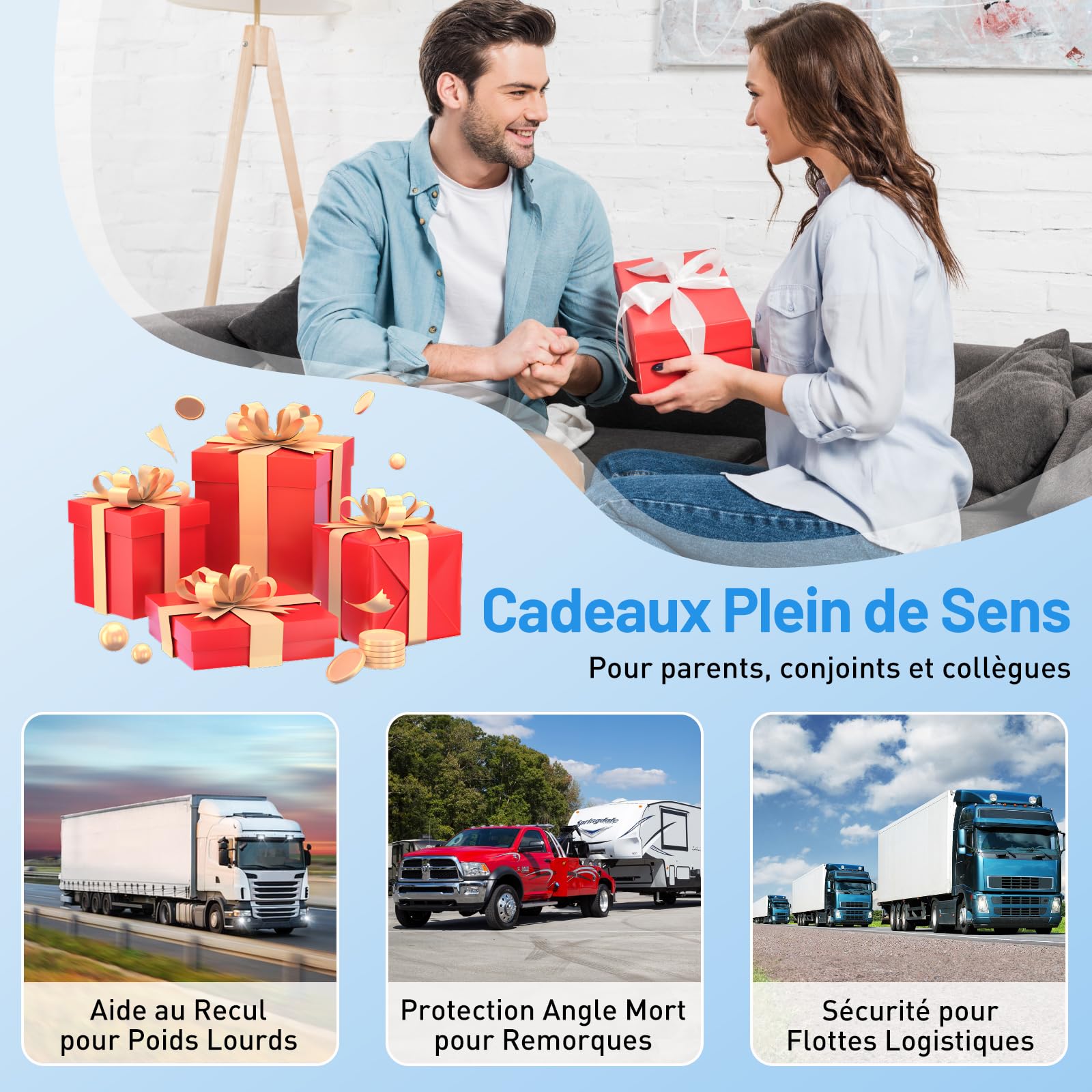 5" Caméra de Recul sans Fil Solaire, 2 Mins Installation Facile | Caméra de Recul Kit IR Vision Nocturne, IP66 Imperméable, Signal Numérique Stable, pour Fourgon/Camion Car/RV/SUV/Remorque