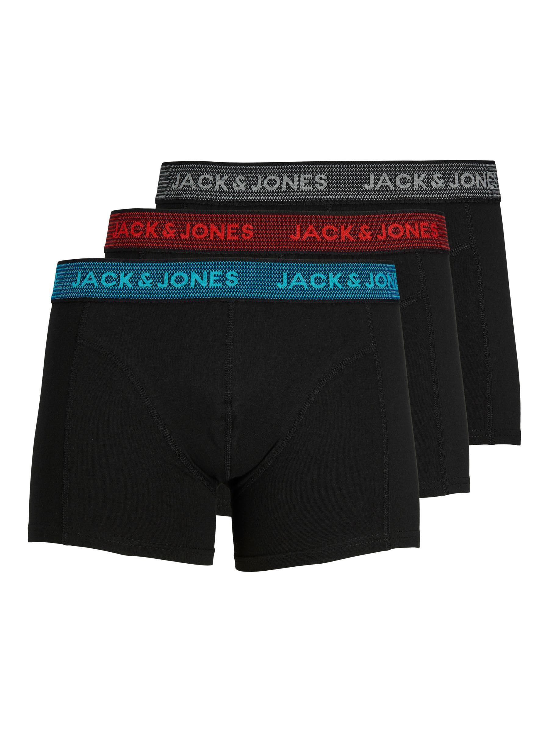 Jack & Jones Junior Boys 3 Pack Waistband Trunks, Asphalt, Size Age: 8 Years