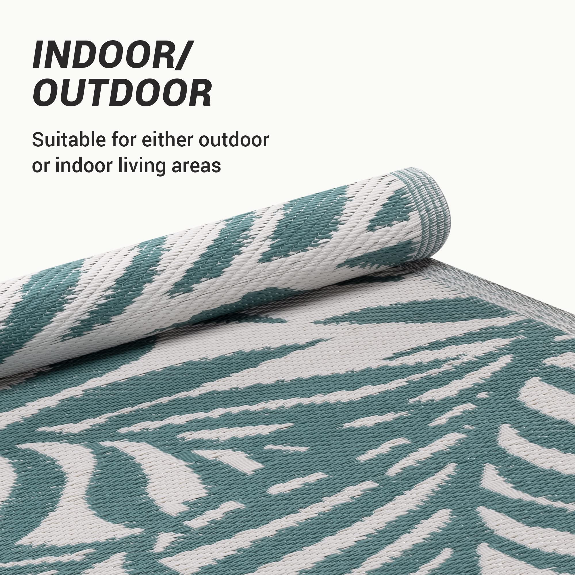 JEMIDI Alfombra para Exteriores 180 x 120 cm - Alfombra de Polipropileno para Exterior jardín terraza balcón - Resistente a la Intemperie y Lavable